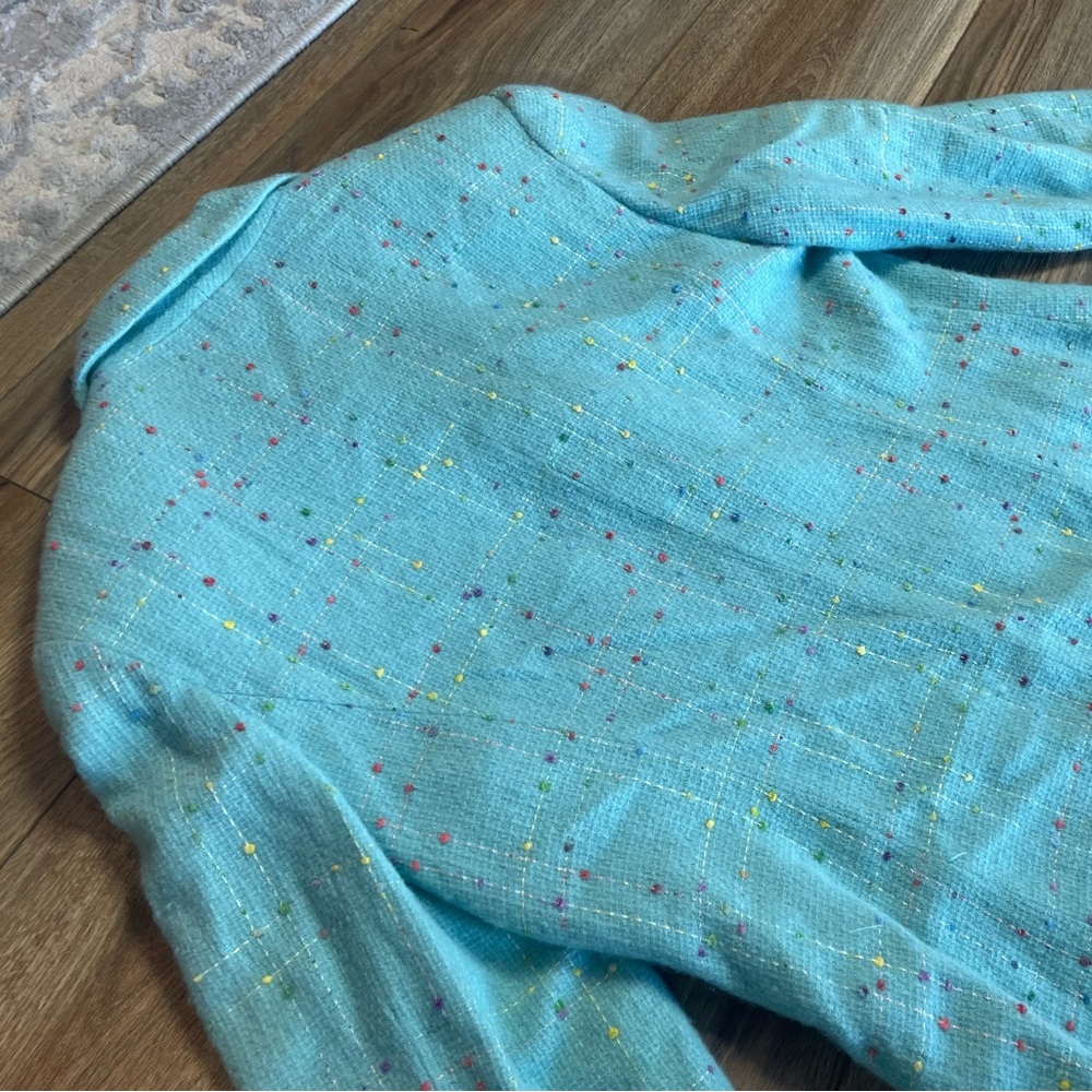 vintage Lilly Pulitzer blazer light-blue turquoise wool jacket, fleck pattern - Picture 12 of 13